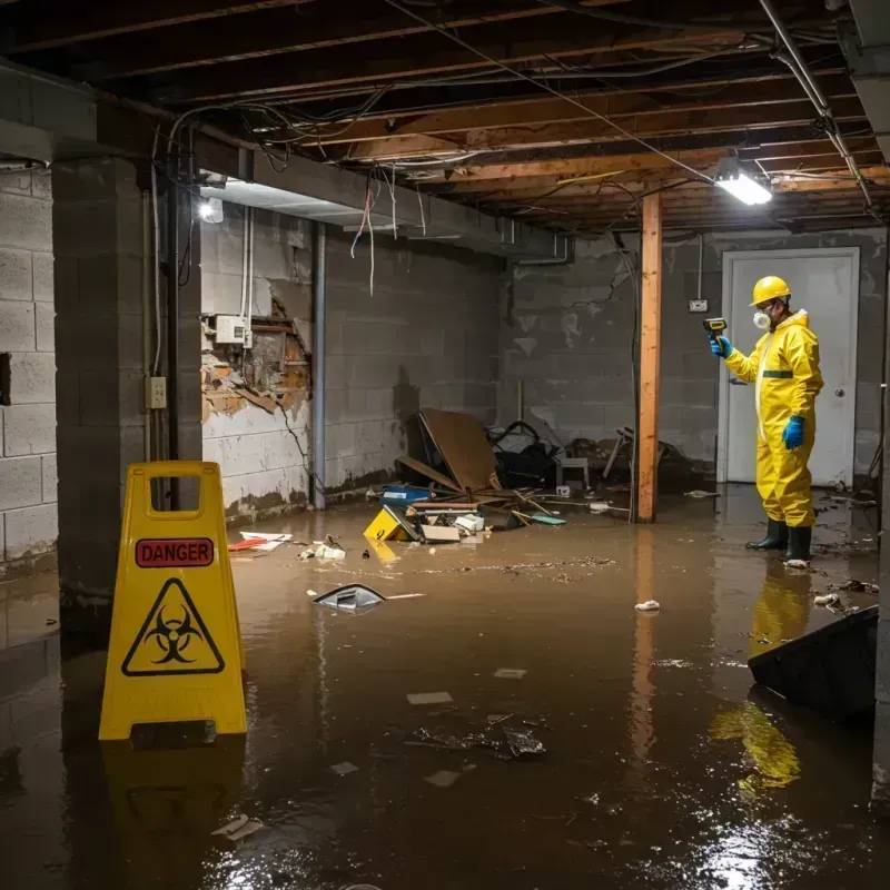 Flooded Basement Electrical Hazard in Woodfin, NC Property